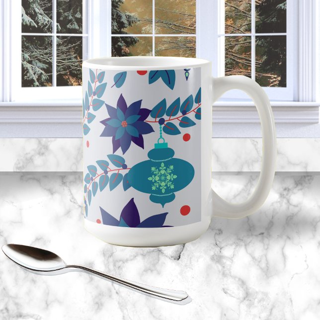 Mug d'ornement de Noël bleu et rouge (Créateur téléchargé)
