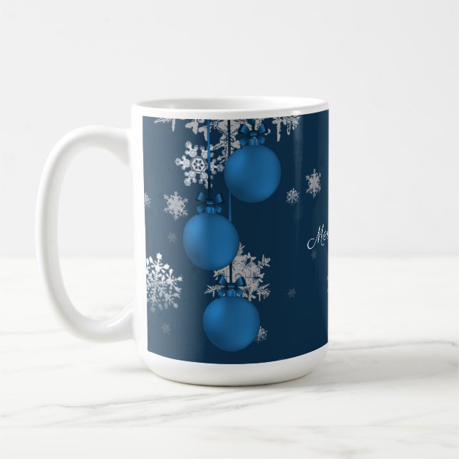 Mug d'ornements de Noël bleu (Gauche)