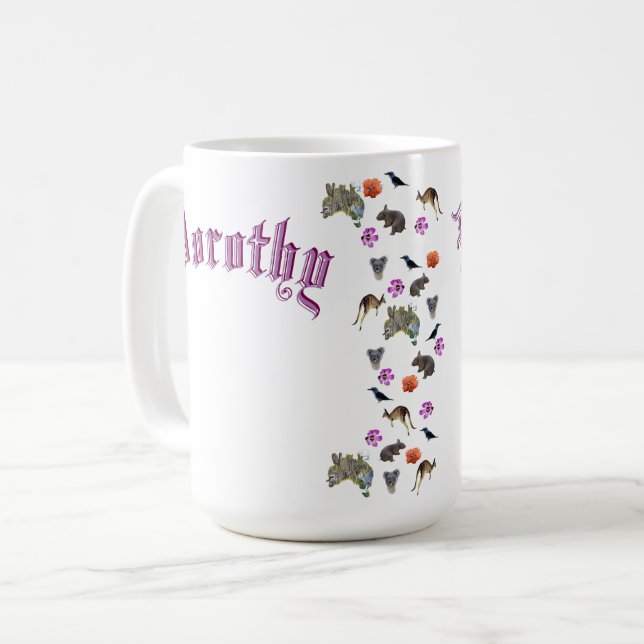 Mug Dorothy, Nom avec faune australienne, (Devant gauche)