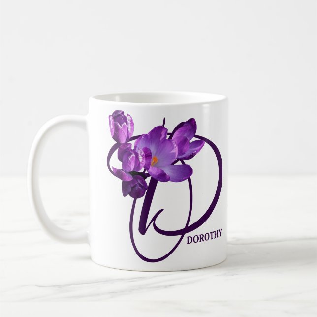 Mug Dorothy nom de Dorothy fleurs violettes chaud boho (Gauche)