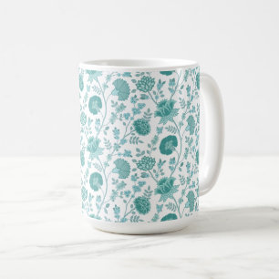 Mug Dos de motifs floraux jacobéens sur blanc