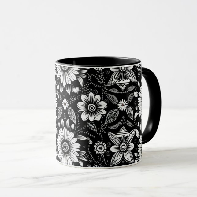 Mug Dose de marguerite N&B  (Devant droit)