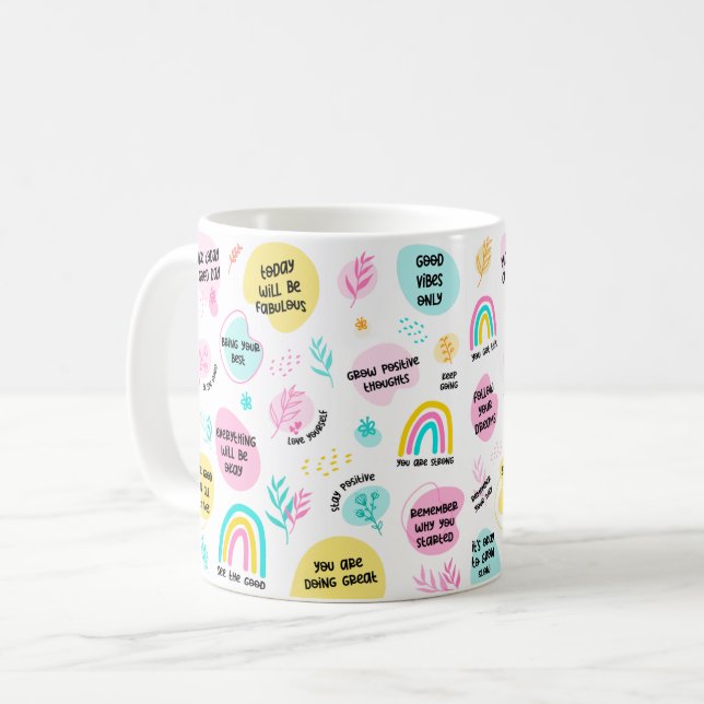 Mug Dose quotidienne de positivité - Citations colorée (Devant gauche)