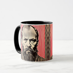 Mug Dostoevsky dans le style d'illusion optique BAUHAU