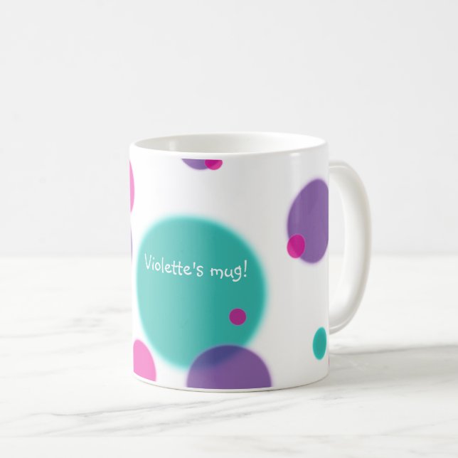 Mug Dots Sympa motif violet rose turquoise couleurs No (Devant droit)