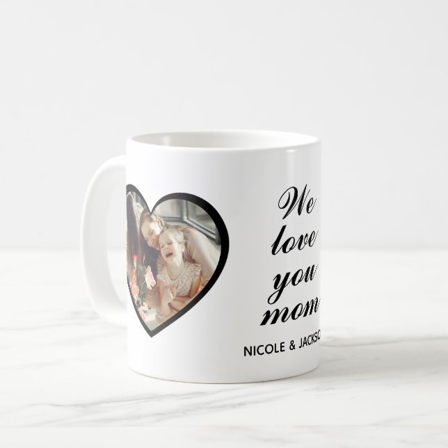 Mug Double Coeur 2 Photos Aimez Maman (Devant gauche)