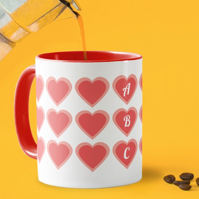 Mug Double coeur monographique personnalisé (Créateur téléchargé)