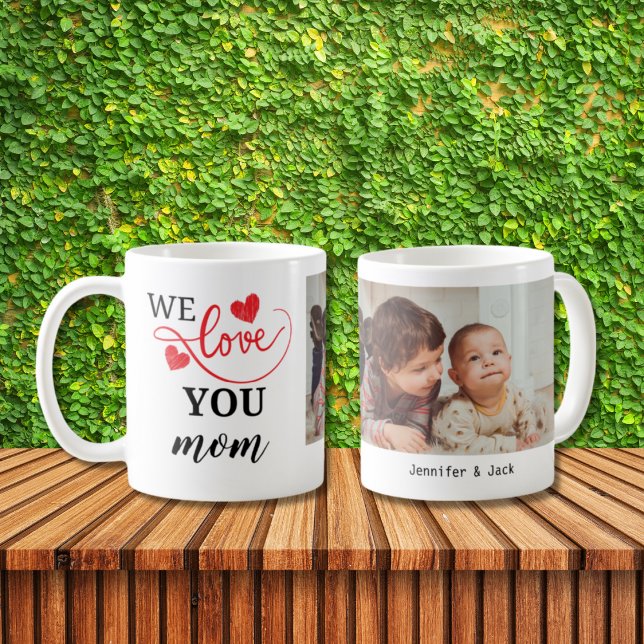Mug Double Coeur Nous t'aimons Maman Photo (Créateur téléchargé)
