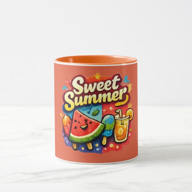 Mug Douce Été – Graphique de Soleil Mignon  (Centre)