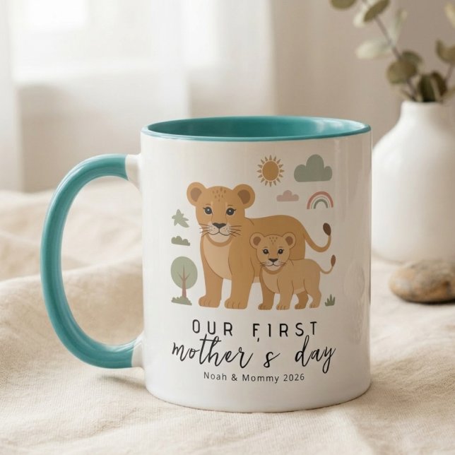 Mug Douce Fête des Mères Lionne Maman Bébé pour la Pre (Créateur téléchargé)