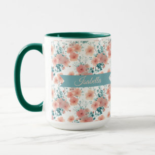 Mug Douce Florale Rose Pâle de Printemps Personnalisée
