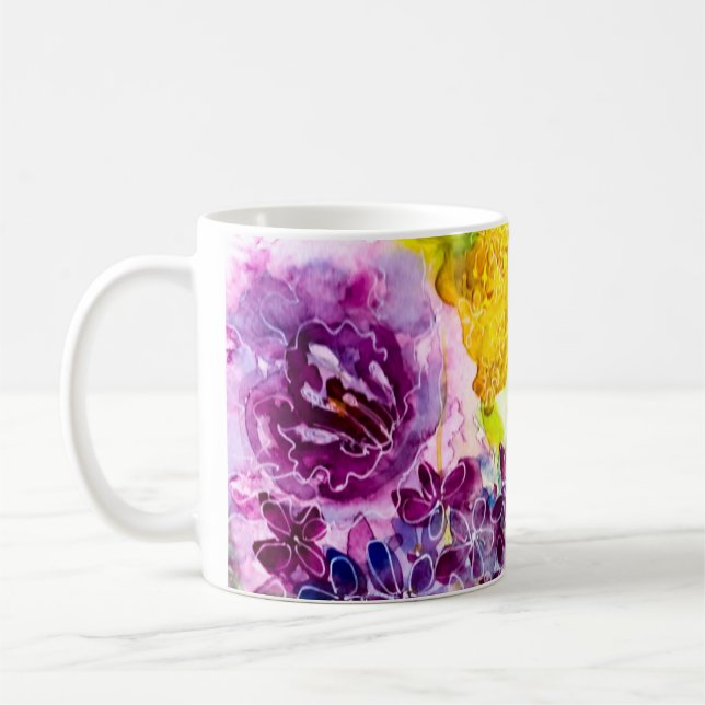 Mug Douce Fragilité Moderne Floral Aquarelle (Gauche)