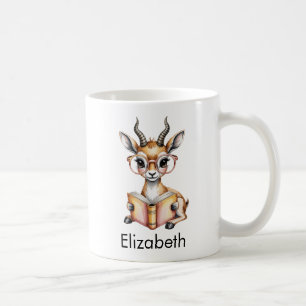 Mug Douce Gazelle Lisant un Livre Personnalisé