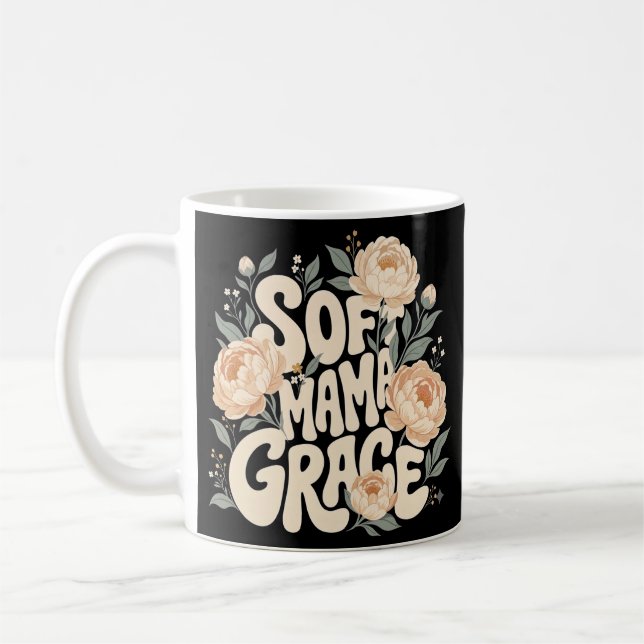 Mug Douce Maman Grace Typographie Florale Rétro Prune  (Gauche)