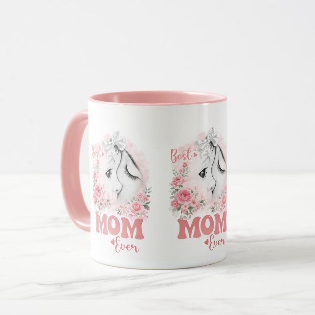 Mug Douce Mère et Enfant Aquarelle Roses "Meilleure Ma (Devant gauche)