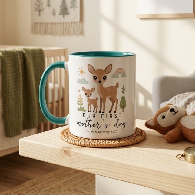 Mug Douce Première Fête des Mères Cerf Maman Bébé (Créateur téléchargé)