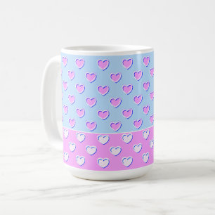 Mug Douces Couleurs Pastel Bleu Et Rose Coeurs Frappan