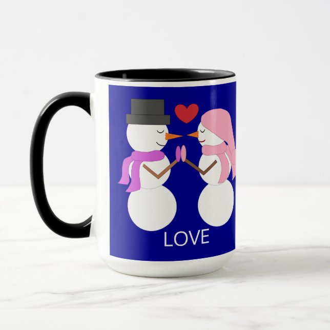 Mug Douces personnes de neige amoureuses : Bleu foncé (Gauche)