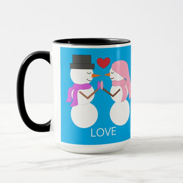 Mug Douces personnes de neige amoureuses : Bleu-vert (Gauche)