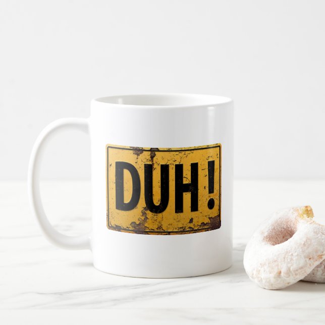 Mug DOUH ! - Drôle Danger Métal Attention Office Joke  (Avec donut)