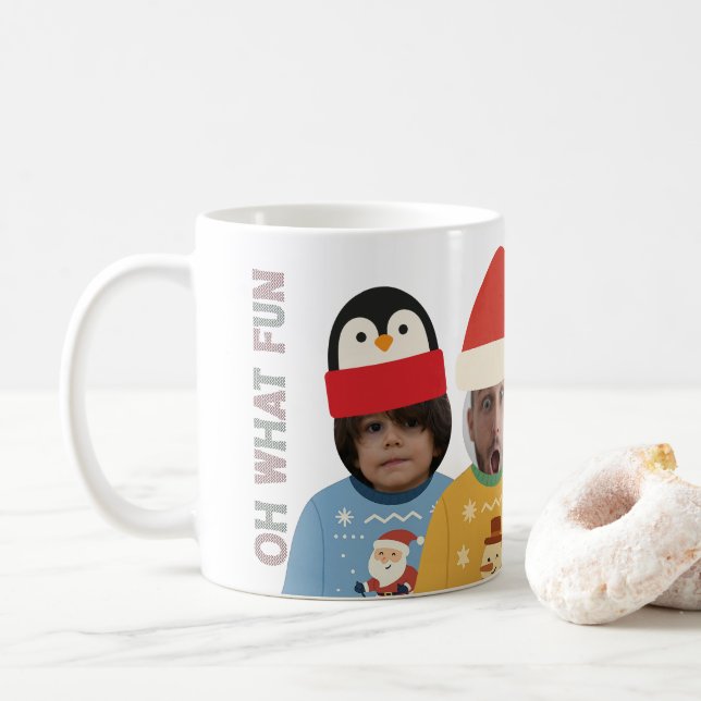 Mug Douleur de Noël moche Visage drôle Personnalisé (Avec donut)