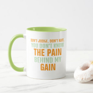 Mug DOULEUR ET GAIN Orange et texte vert sur BLANC cla