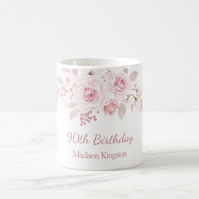 Mug Doux Blush rose floral 90e anniversaire cadeau de  (Centre)