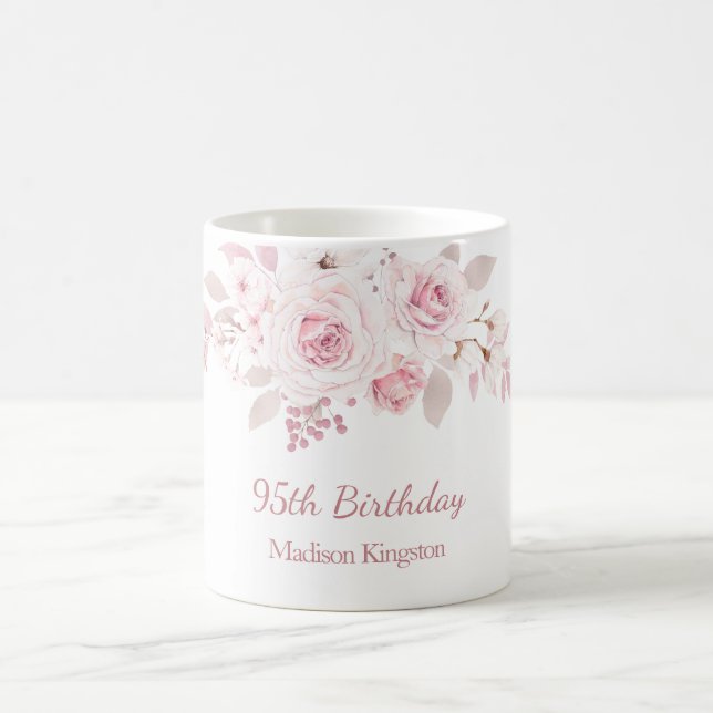 Mug Doux Blush rose floral 95e anniversaire cadeau de  (Centre)