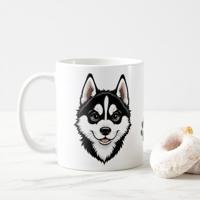 Mug Doux chiot Husky sibérien (Avec donut)