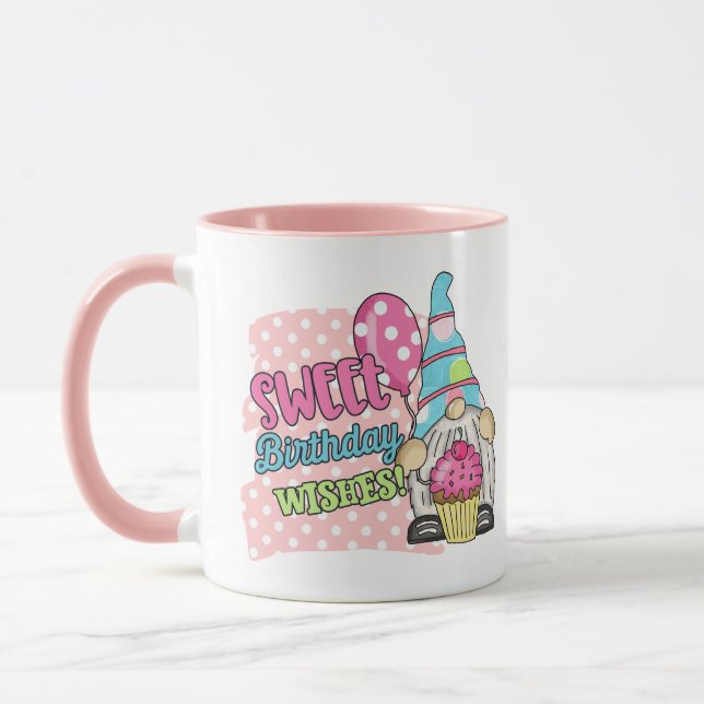 Mug doux voeux d'anniversaire ajouter monogramme (Gauche)