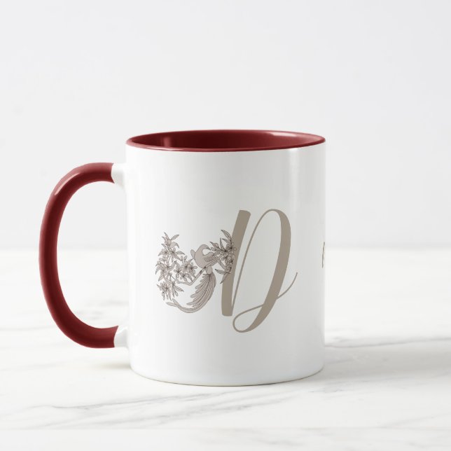 Mug Dove Elegant Monogram Initial D Personnalisé (Gauche)