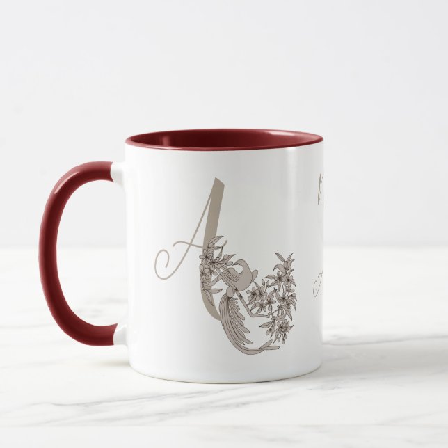 Mug Dove Elegant Monogramme Initiale A Personnalisé (Gauche)
