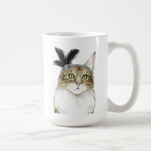 Mug Downton Cat   Orné De Plumes