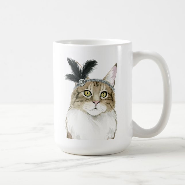 Mug Downton Cat | Orné De Plumes (Droite)