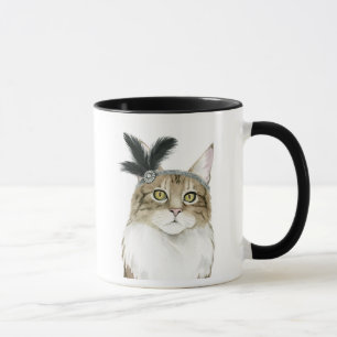 Mug Downton Cat   Orné De Plumes