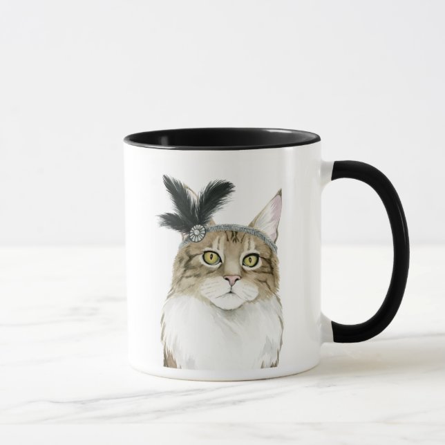 Mug Downton Cat | Orné De Plumes (Droite)