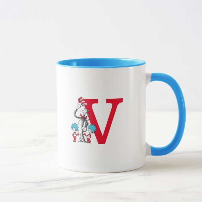 Mug Dr. Seuss Chapeau Chat, Chose Une Monogramme V (Droite)