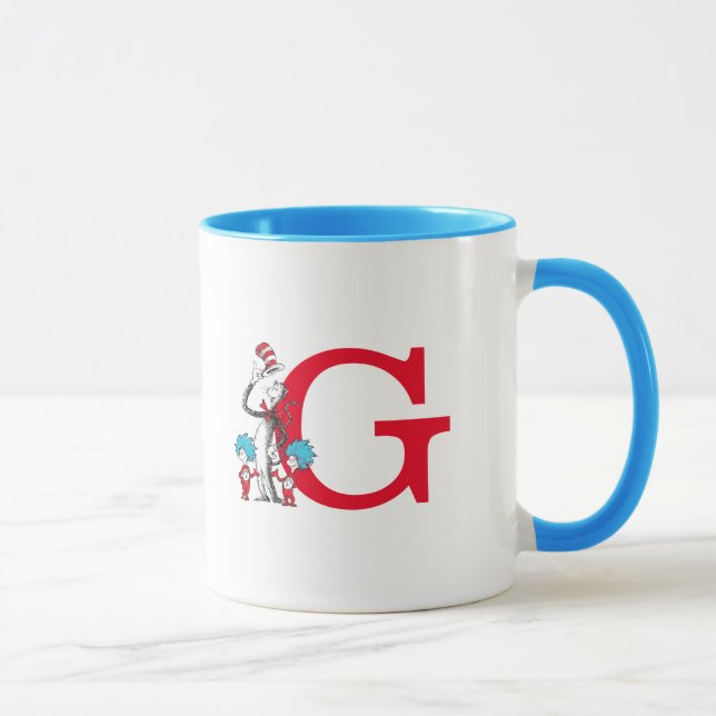 Mug Dr. Seuss Chat dans le Casquette, Chose Un Monogra (Droite)
