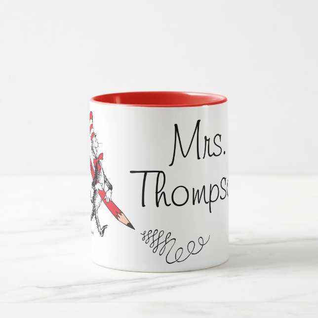 Mug Dr. Seuss | Le Chat dans le Chapeau Nom Écrit (Centre)