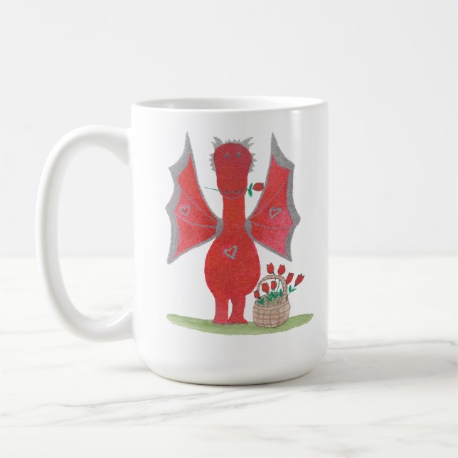 Mug Dragon aux Roses Rouges (Gauche)