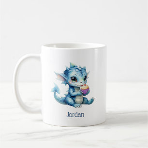 Mug Dragon Bébé Bleu Mange un Cupcake