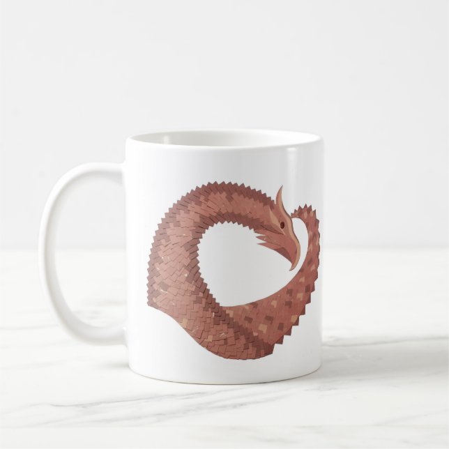 Mug Dragon cardiaque Brown en blanc (Gauche)