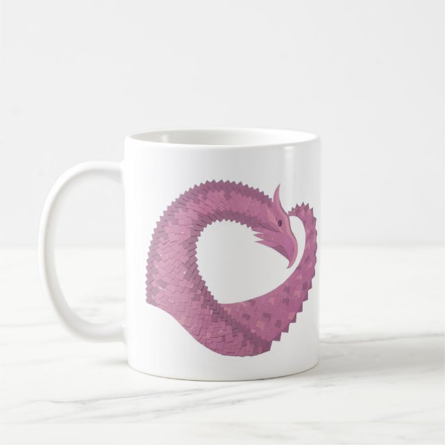 Mug Dragon cardiaque mauve sur blanc (Gauche)