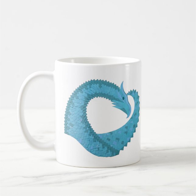Mug Dragon cardiaque turquoise en blanc (Gauche)