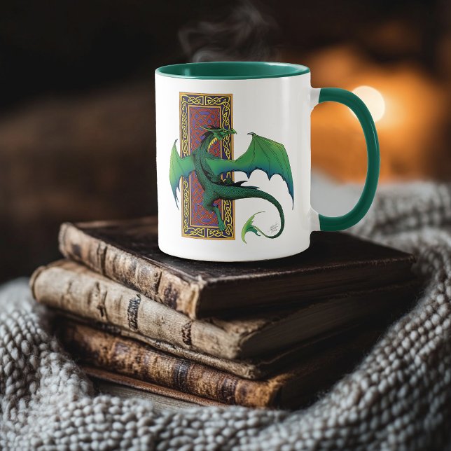 Mug Dragon Celtique Vert Motif Noué Fantastique Violet (Créateur téléchargé)