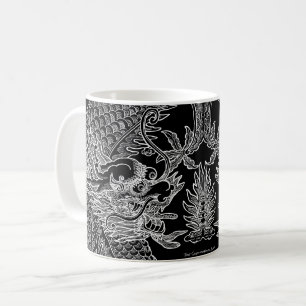 Mug Dragon chinois traditionnel Dessin noir blanc