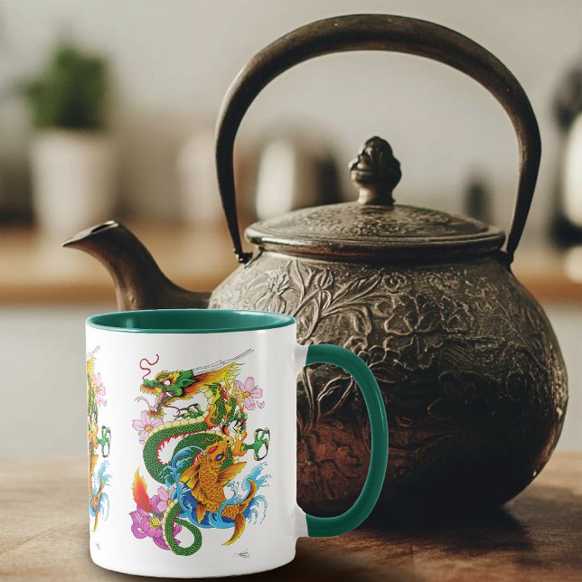 Mug Dragon chinois vert Koi (Créateur téléchargé)