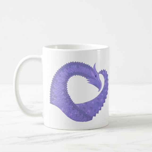 Mug dragon coeur lavande sur fond blanc (Gauche)