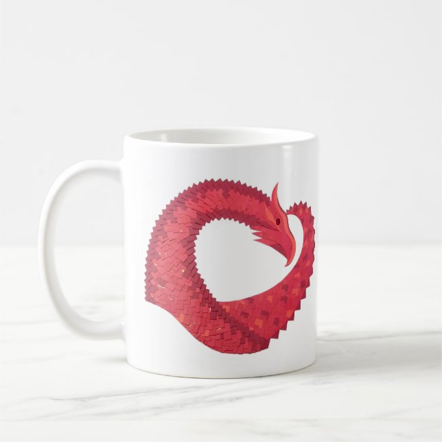 Mug Dragon cœur rouge sur fond blanc (Gauche)