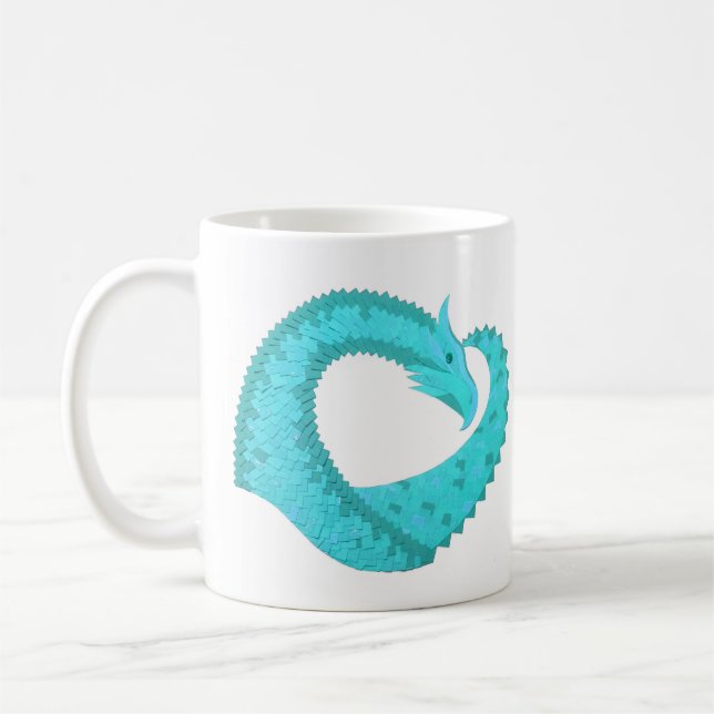 Mug Dragon de coeur du Verdigris en blanc (Gauche)